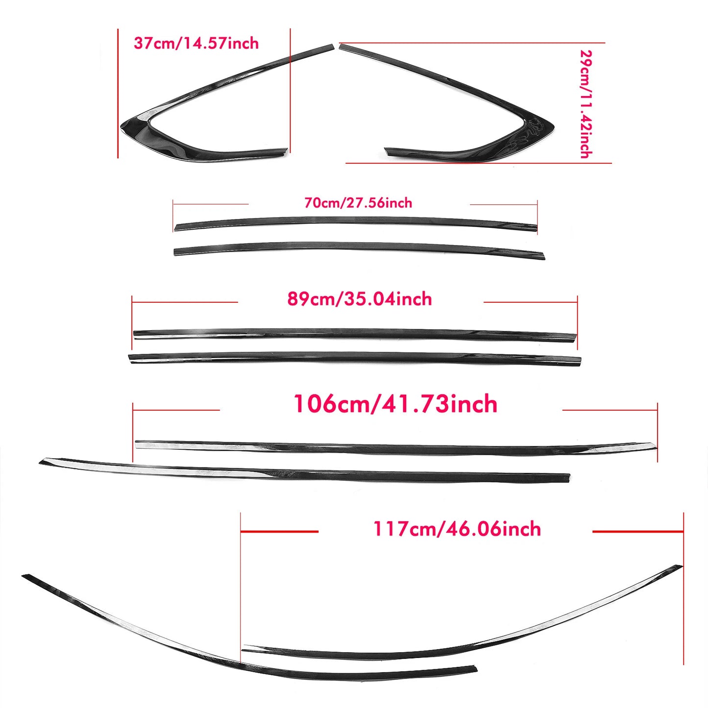 10 x Titanium Black Window Strip Moulding Seal for Audi A5 S5 (2018-2024)