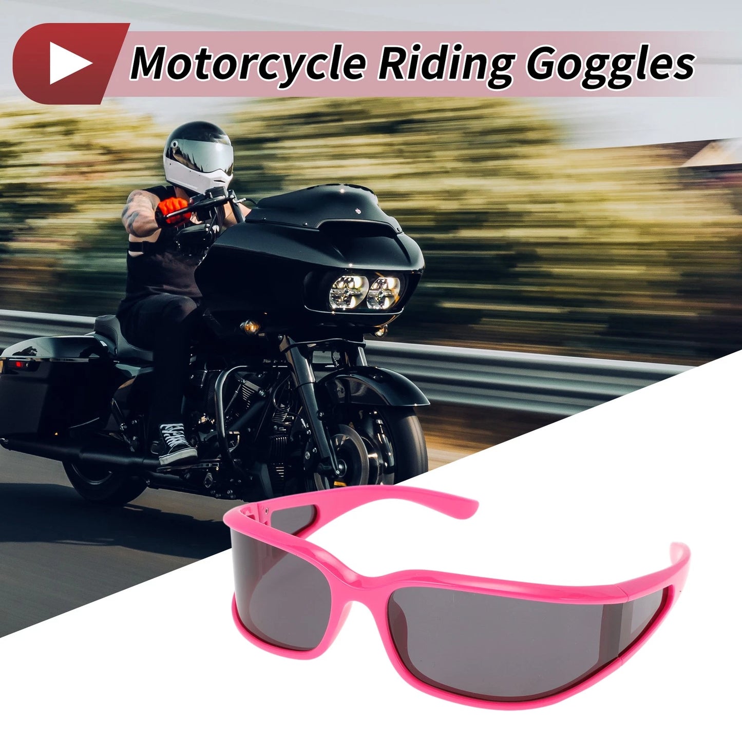 Motorcycle Riding Goggles Gray Lens Pink Frame Tri-acetel Cellulose