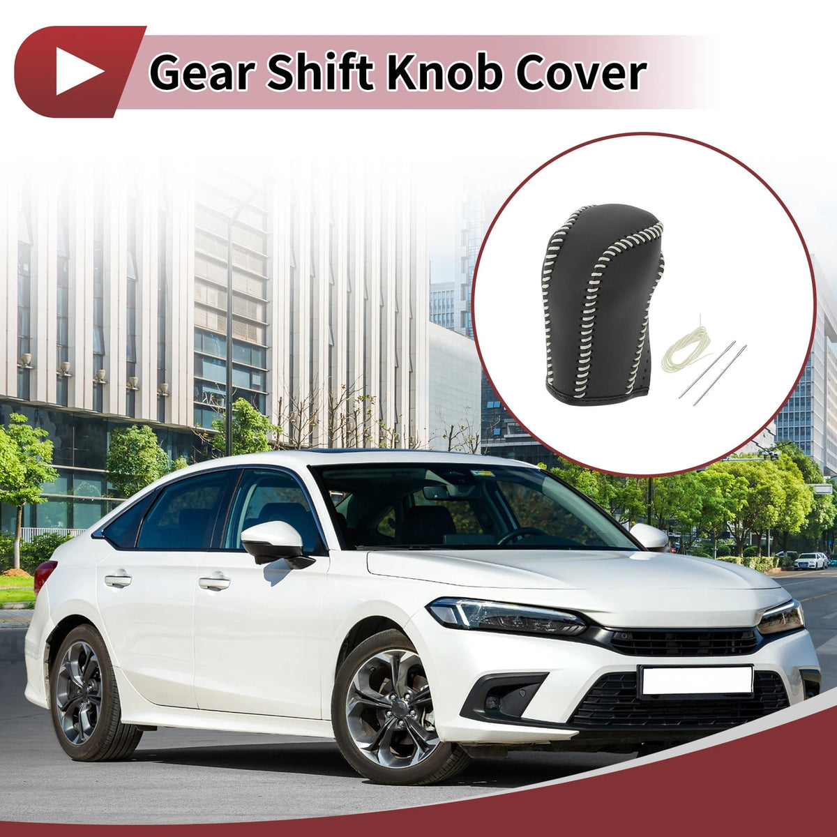 Beige Faux Leather Gear Shift Knob Cover for Honda CR-V (2023)