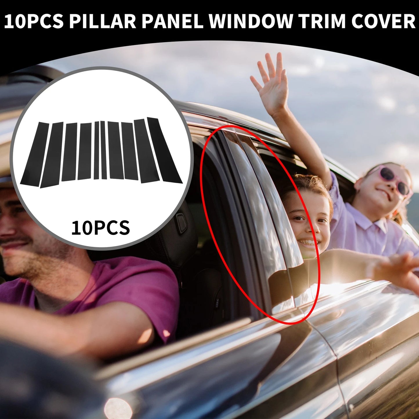 10 x Car Pillar Window Trim Covers for Mercedes Benz GL-Class (2008-2012)