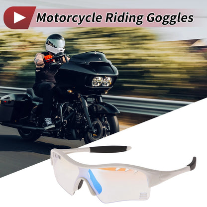 Set 1 Motorcycle Goggles Light Blue Lens White Frame PC TPU for Motorcycle