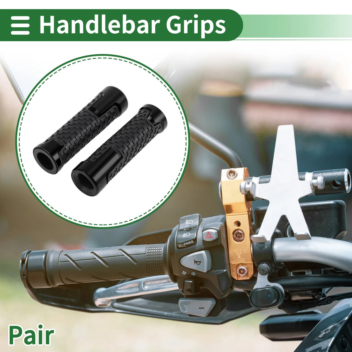 0.87x0.94 Motorcycle Hand Grips Cover Non Slip Black