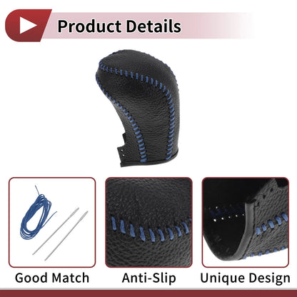 Car Gear Shift Knob Cover for Hyundai Tucson 2015-2018 Black Blue Faux Leather