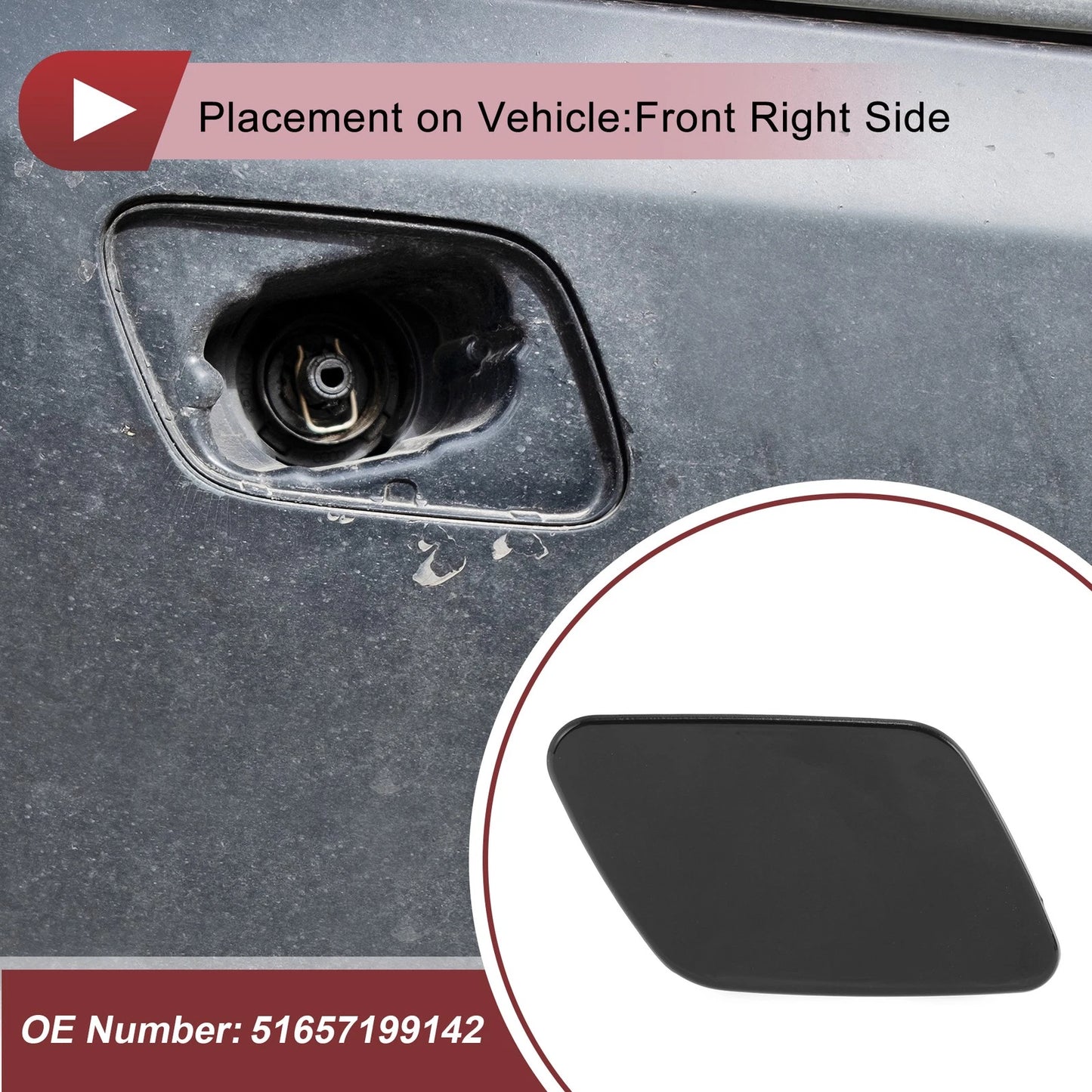Front Right Bumper Trim Nozzle Cover for BMW X5 (2007-2013) Black