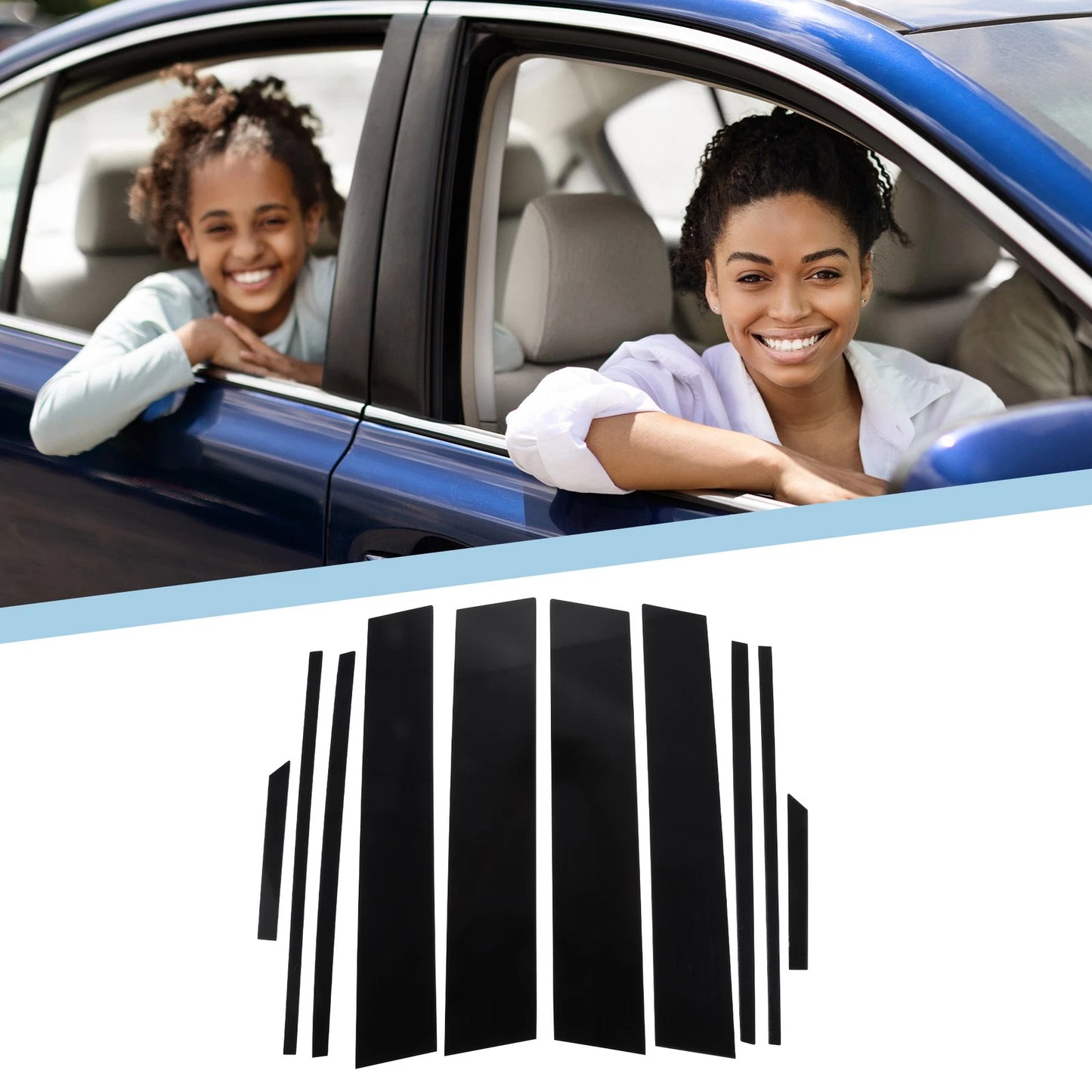 10 Pcs Window Trim Covers for Toyota RAV4 (2019-2023) Black