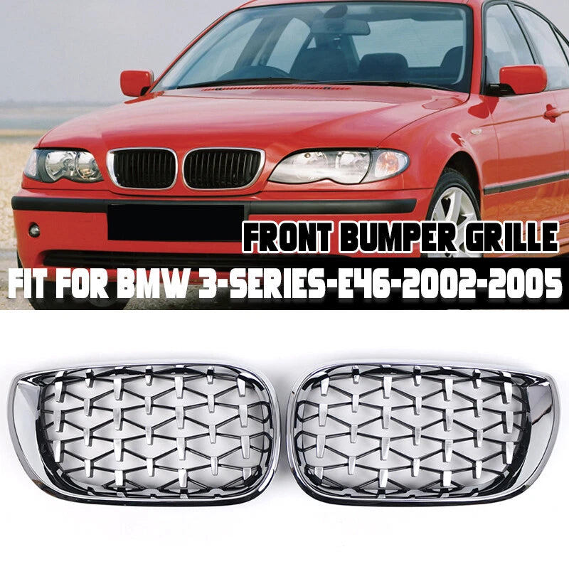 Chrome Front Grill Diamond Metero Style for BMW E46 3 Series (2002-2005)