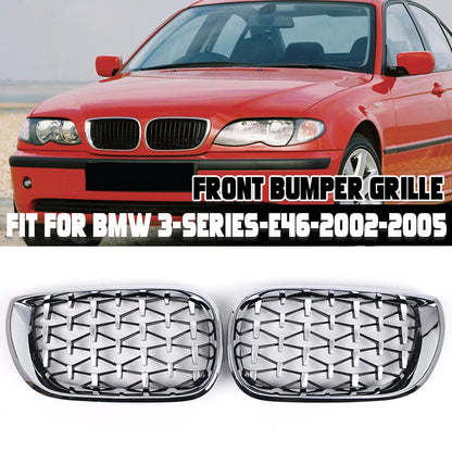 Chrome Front Grill Diamond Metero Style for BMW E46 3 Series (2002-2005)