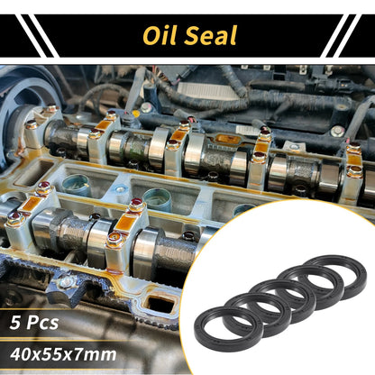 Oil Seal 40x55x7mm Black Seal Ring Rotary Shaft Seal NBR Rubber 5 Pcs