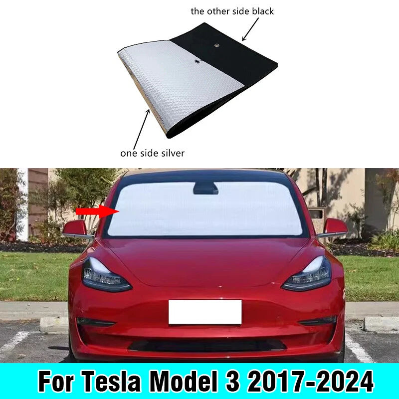 Front Windshield Interior Privacy Sunshade Cover Tesla Model 3 (2017–2024)