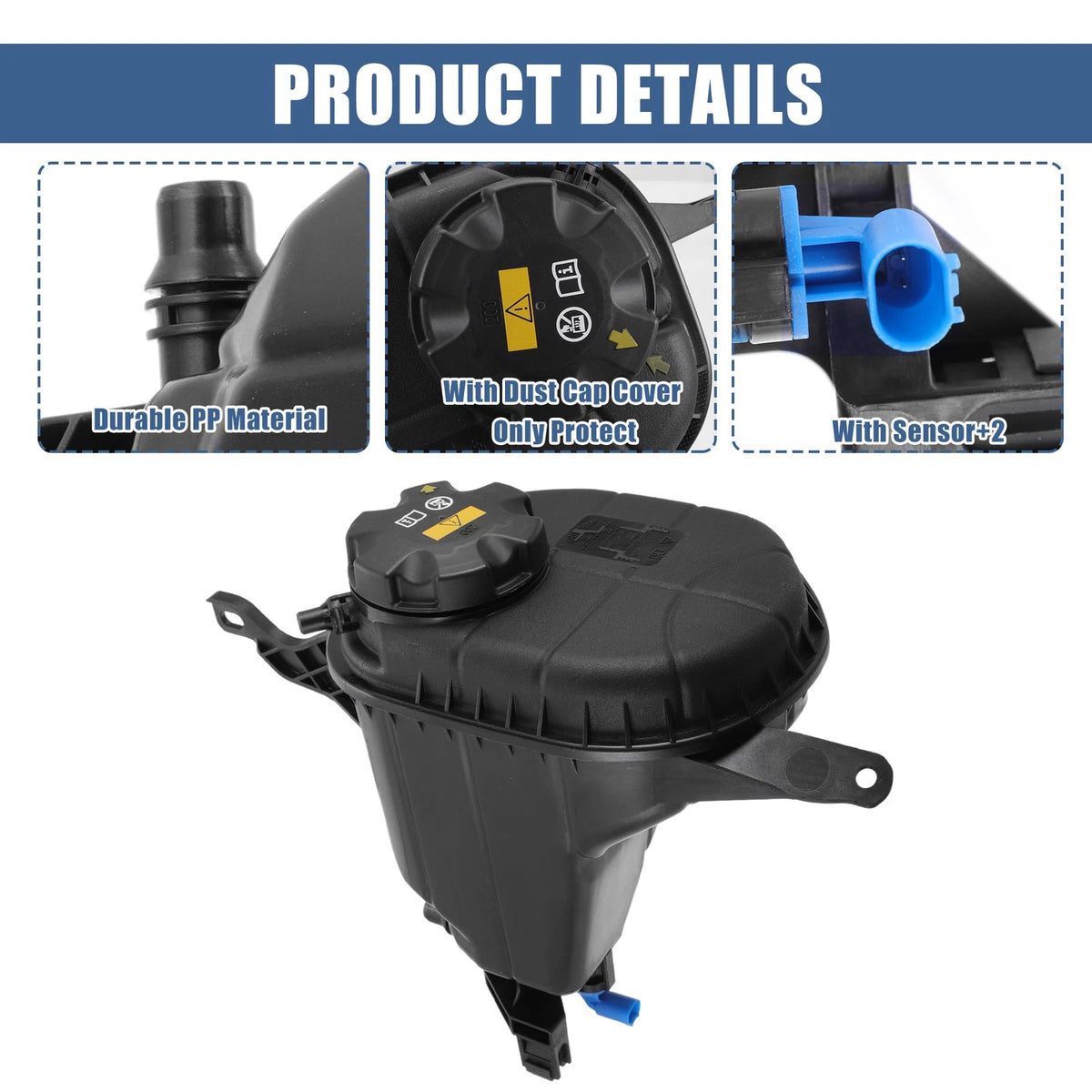 Coolant Radiator Reservoir Tank with Cap & Sensor for BMW F10 528i (2011-2017)
