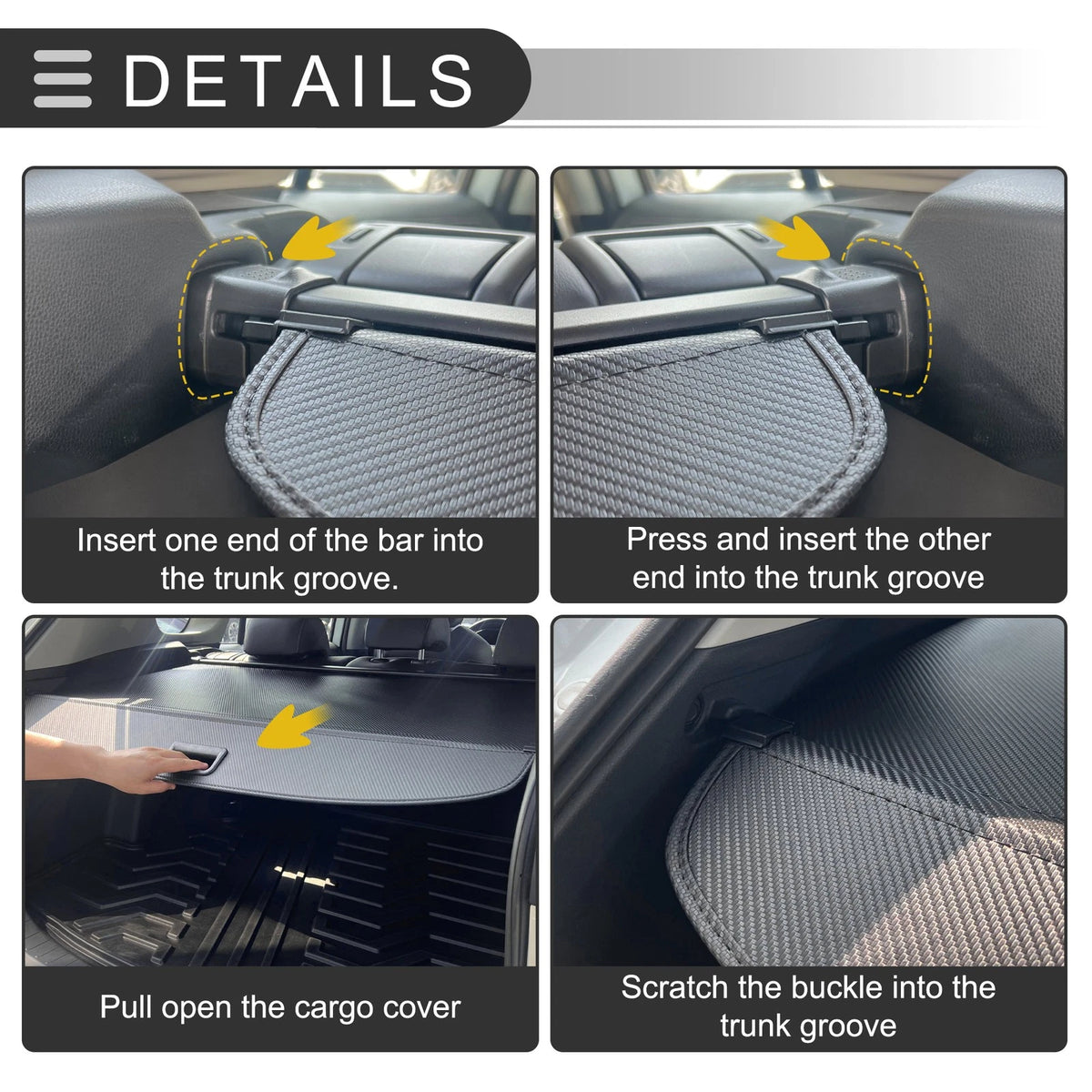 Retractable Cargo Cover for Honda CR-V 2023-2024 Black Carbon Fiber Pattern