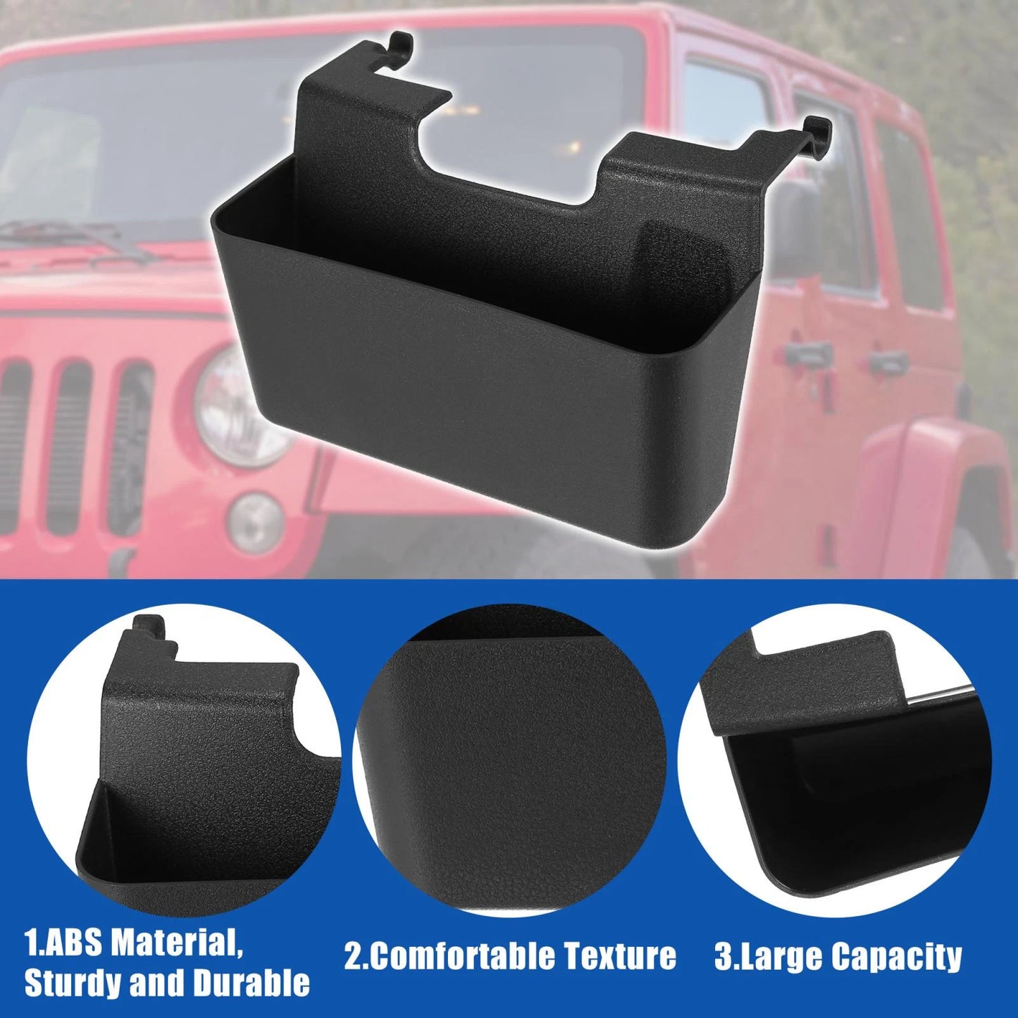 Armrest Storage Box for Jeep Wrangler Center Console Organizer Black (1987-1995)