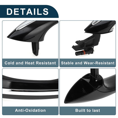 Exterior Door Handle for BMW F07 F10 (2010-2017) Rear Left Black Silver Tone