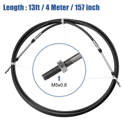 1x 13ft 157Inch Marine Type Shift Remote Control Box Cable for Yamaha Black