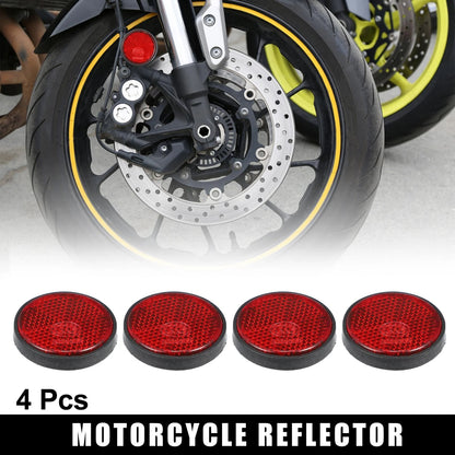 4pcs Motorcycle M6x1.0 Red Universal Screw Mount Round Warning Reflector 44.5mm