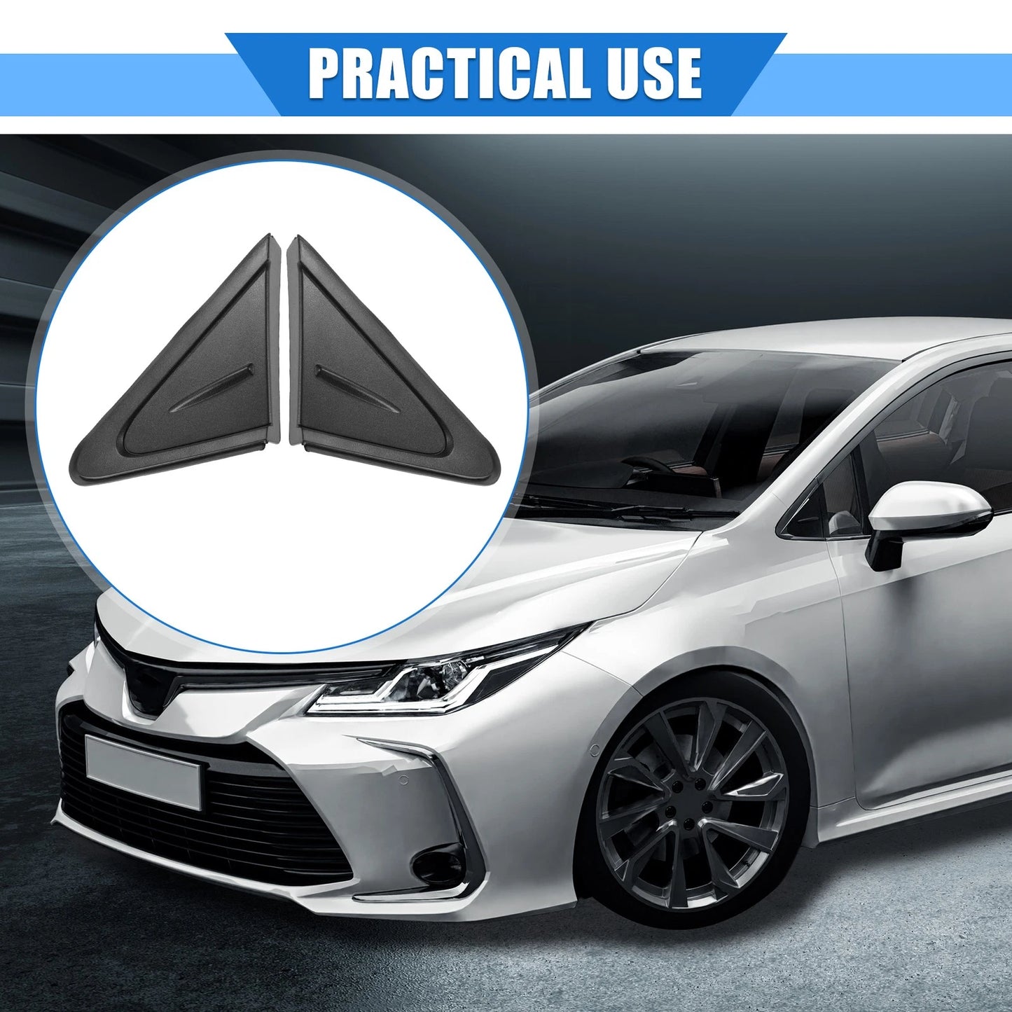 1 Pair Side Rear View Mirror Triangle Trim for Toyota Corolla (2020–2021)