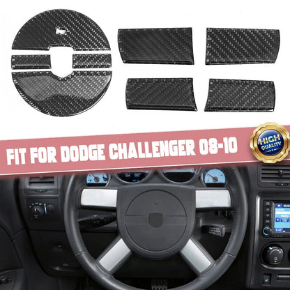 Carbon Fiber Steering Wheel Button Cover Trim for Dodge Challenger (2008-2010)