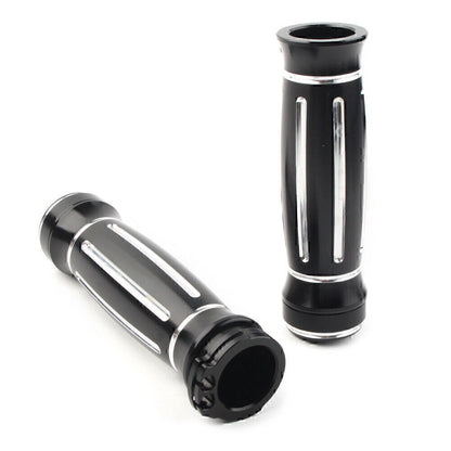 Black CNC Billet Aluminum 1" Handlebar Grips for Harley Touring