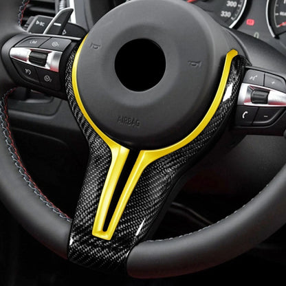 Yellow Carbon Fiber Steering Wheel Cover for BMW M2 M3 M4 M6 (2014-2021)
