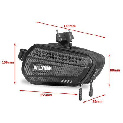Hard Shell Waterproof Saddle Bag for WILDMAN MTB Bicycle (Fits Most Models)