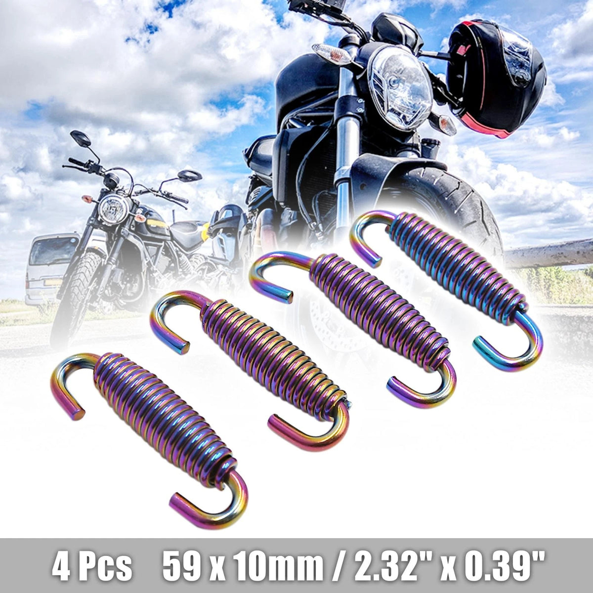 4pcs Stainless Steel Colorful Swivel Motorcycle Exhaust Pipe Springs