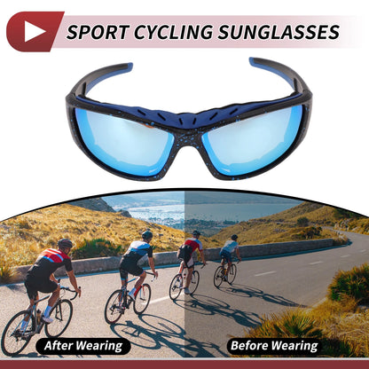 1Pc Motorcycle Riding Goggles Blue Lens Black Frame Tri-acetal for Motorcycle