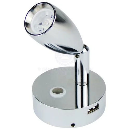 Caravan Boat Reading Bunk Lights LED Chrome Aluminum USB Port Pair
