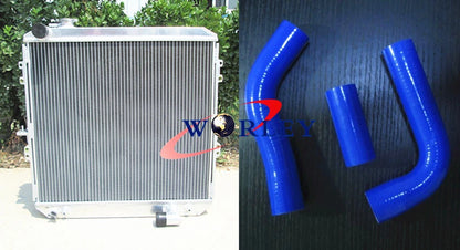 Aluminum Radiator & Blue Hose for Toyota Hilux LN106 LN111 (1988-1997)