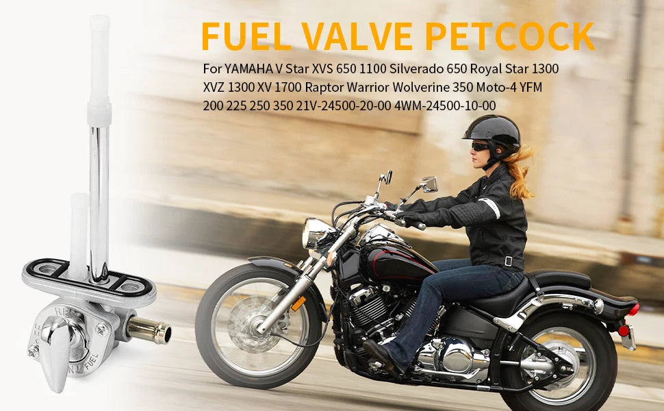 Fuel Valve Petcock for Yamaha V Star 650 XVS 650 V-Star Silverado 650 (1998–2016)