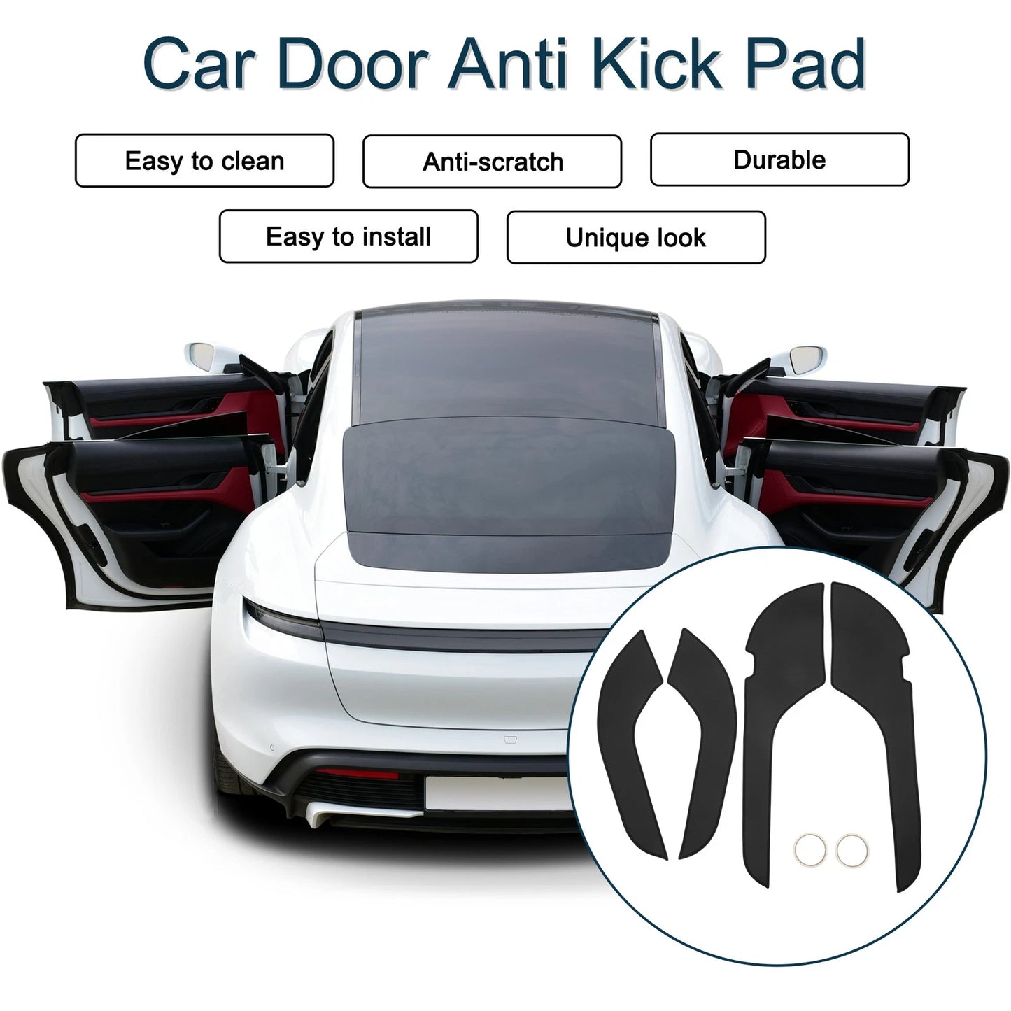 Black Anti Kick Pad Sticker Protector for Toyota Avalon (2019)