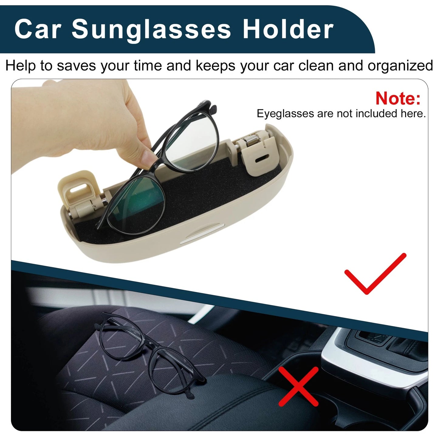 Sunglasses Case for Ford Puma MK2 2020-2025 Beige 1 Set