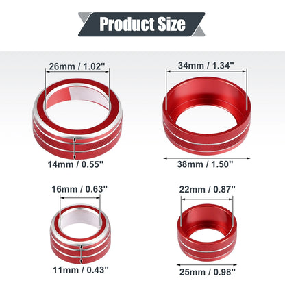 3 x AC Knob Ring Covers for Honda CR-V (2017-2021) Red
