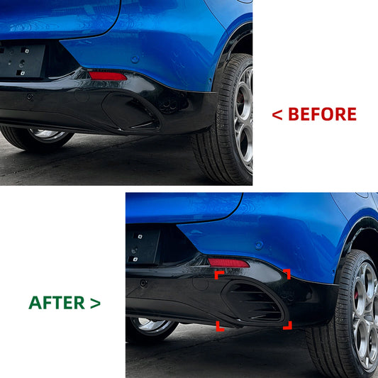 2 x Gloss Black Rear Bumper Side Vent Covers for Alfa Romeo Tonale (2023-2025)