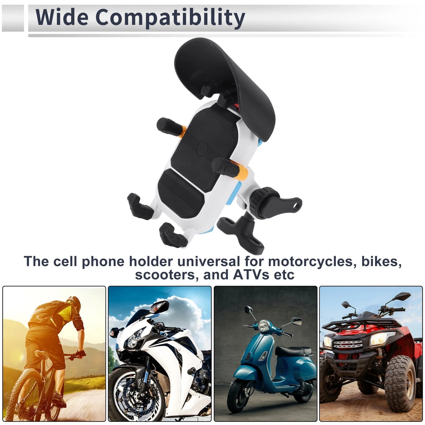 Motorcycle Phone Mount Holder for Handlebar Mount 4.7–7.2 Inches Nylon