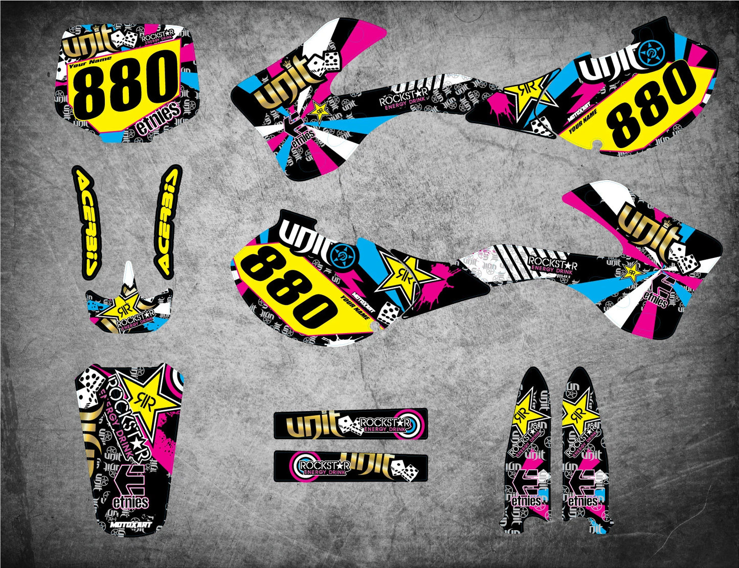 Custom Graphics Full Kit for Kawasaki 125 RUSH STYLE Stickers (1999-2002)