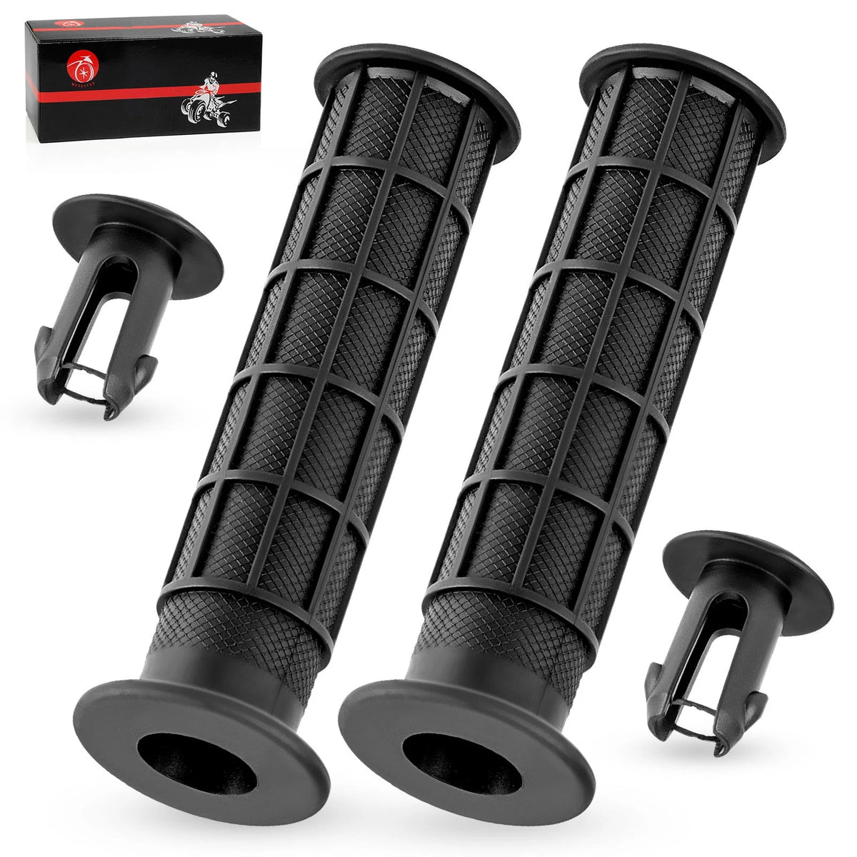 2 x Handlebar Grips w/End Guards for Honda Rancher 420 2x4/4x4 (2007–2024)
