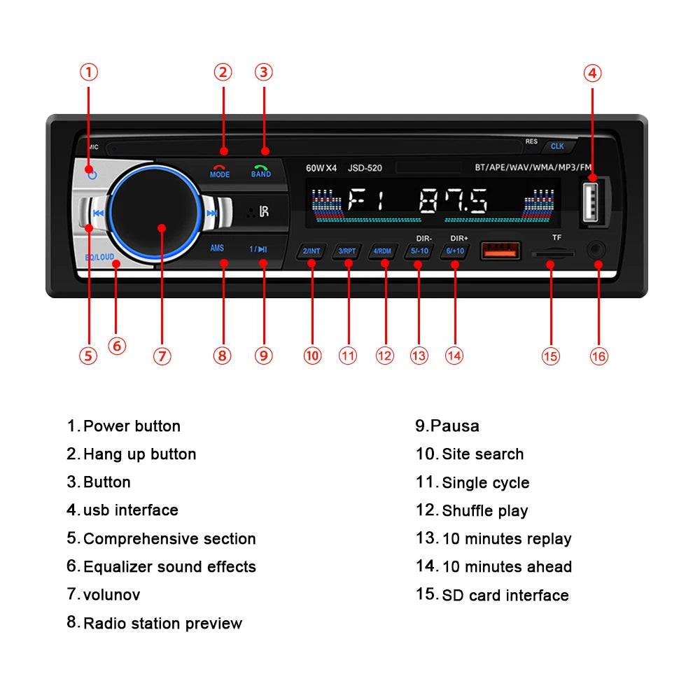 Bluetooth Music Radio 1DIN Car Stereo MP3 Player for Nissan Navara (2006-2015)