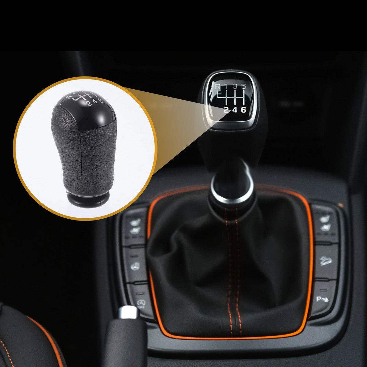 6 Speed Manual Gear Shifter Knob for Ford Focus (2005-2012) Black/White