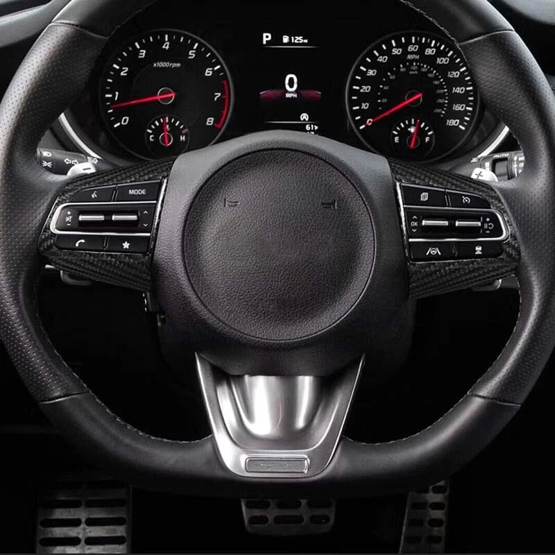 Dry Carbon Fiber Steering Wheel Cover Trim for Kia Stinger 2018-23
