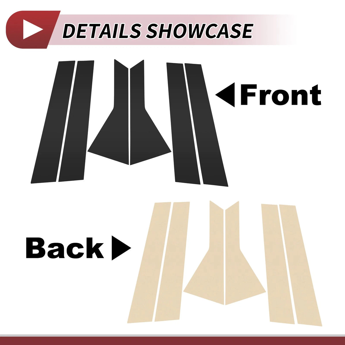 6 Pcs Door Pillar Window Trim for Ford Escape (2020-2023) Black