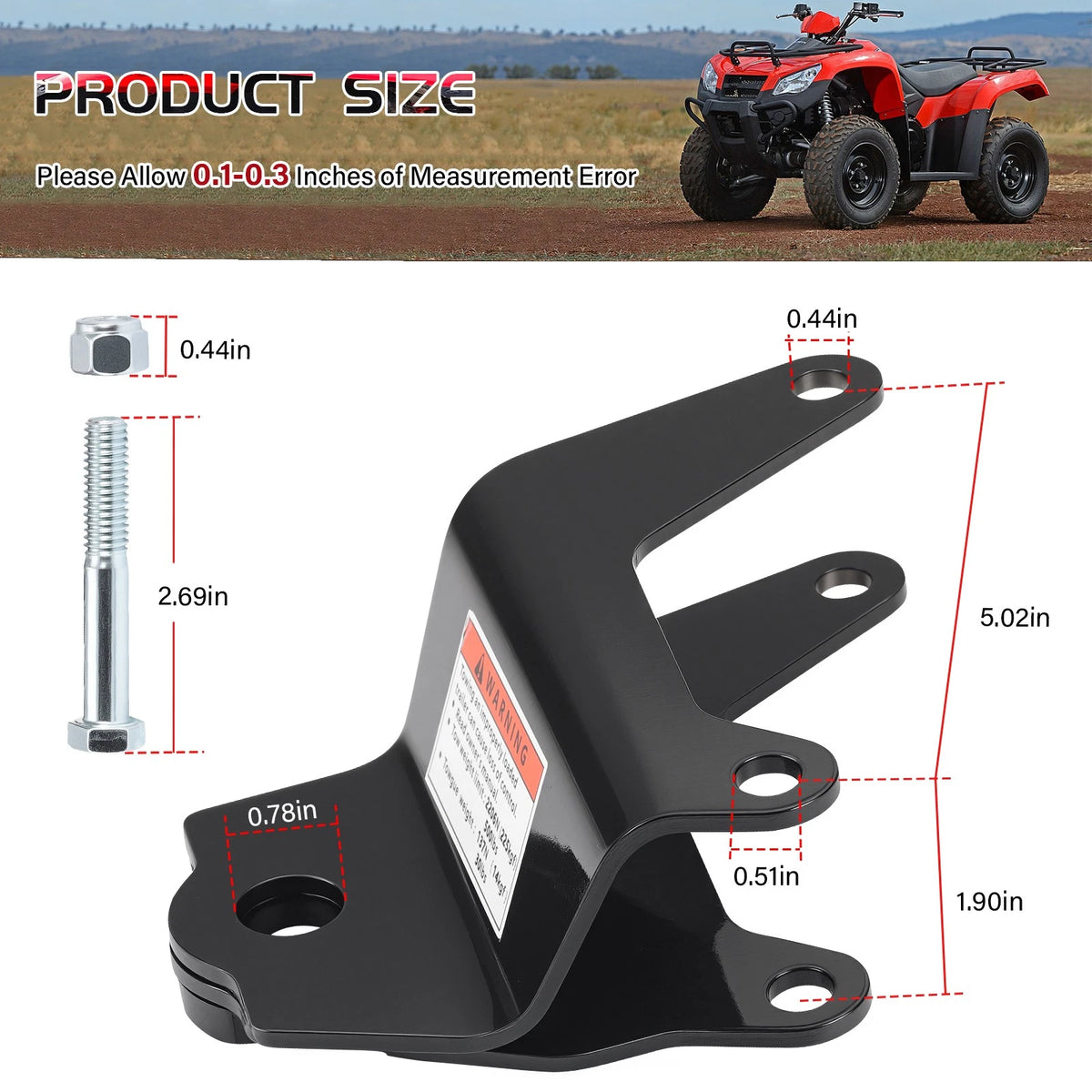 Trailer Hitch w/ Bolt for Honda Recon 250 TRX250 TM/TE