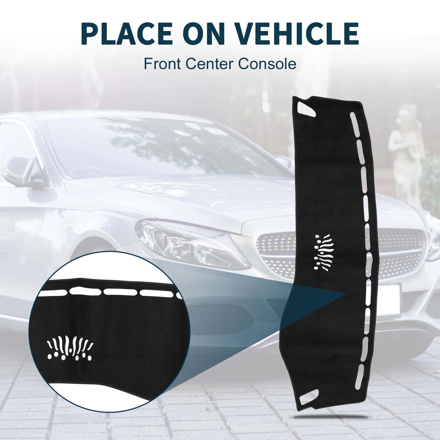 Dashboard Cover Mat for Mercedes Benz GLC 2016-2022 Sun Protector Black