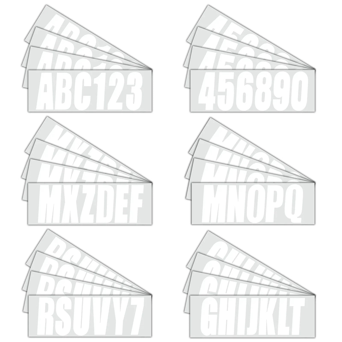 4 x Boat Registration Decals A-Z & 0-9 Sticker Set - White