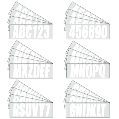 4 x Boat Registration Decals A-Z & 0-9 Sticker Set - White