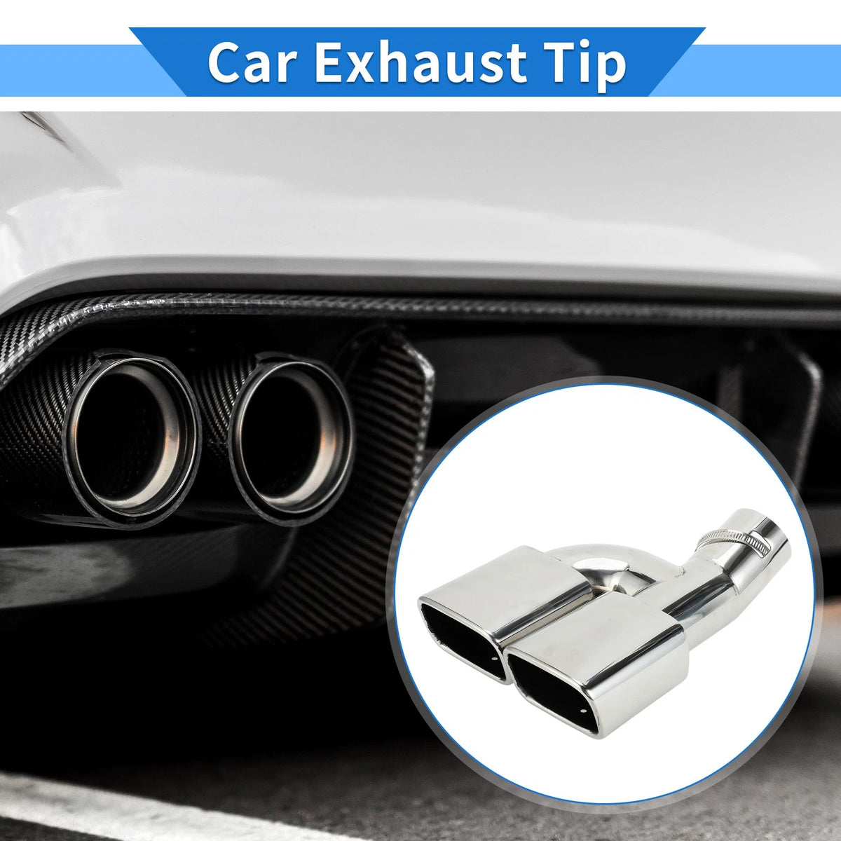 Square Curved Dual Exhaust Tip 2.4" Inlet for Toyota Noah/Voxy (2007-2022)