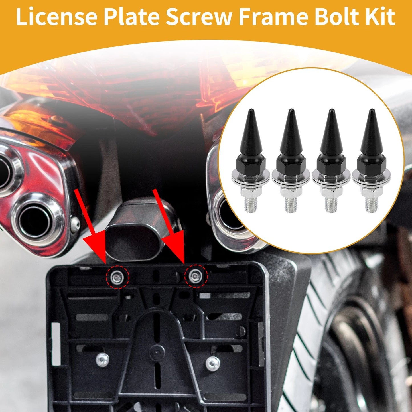 License Plate Screws Cover M6 54mm 4 x for Universal Motorcycle
