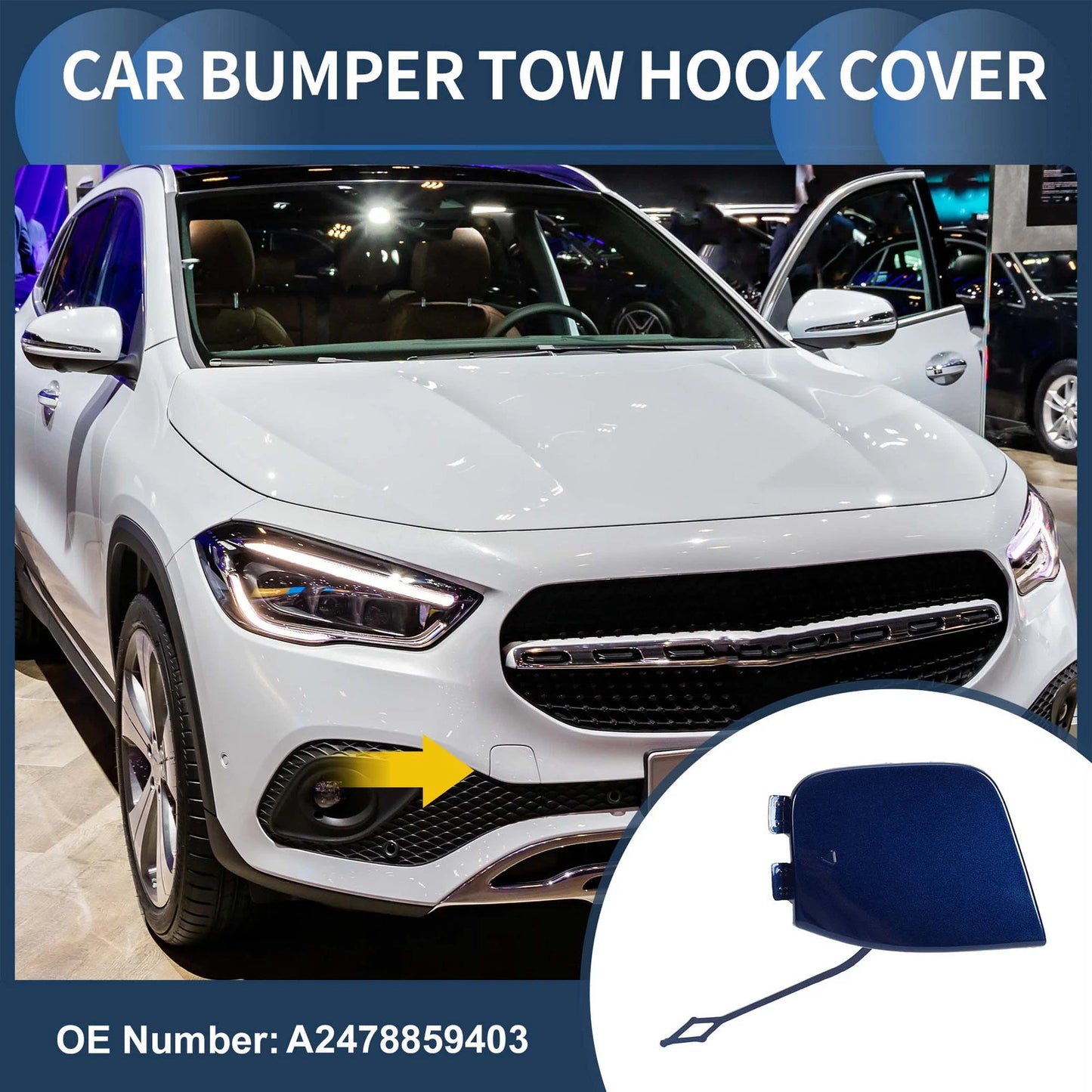 Front Bumper Tow Hook Cover for Mercedes-Benz W247 (2020-2023) Jewelry Blue