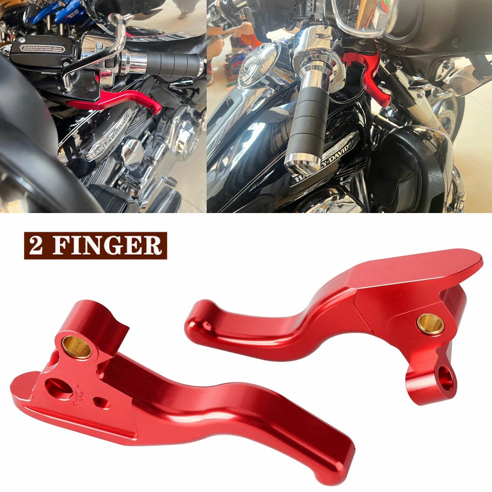 Finger Clutch & Brake Levers Red for Harley Touring Road Glide FLTRU FLHR (2009-2023)