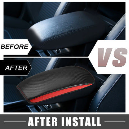 Center Console Cover Pad for Mitsubishi Outlander Faux Leather Black Red