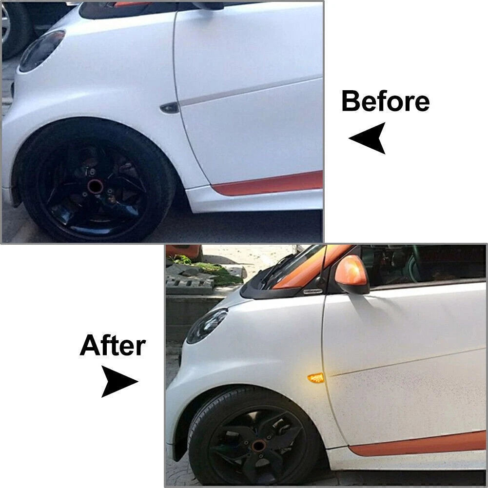 Amber LED Sequential Dynamic Black Side Marker Light for Smart Fortwo W451 (2007-2014)